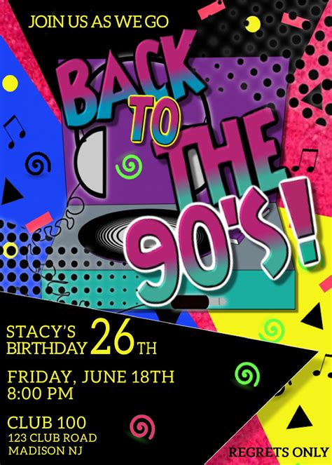Back To The 90s Party Editable Invitation Printable Etsy