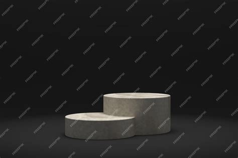 Premium Photo 3d White Stone Stands On Black Background Product Stand
