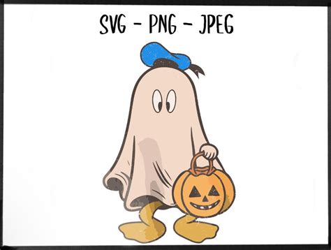 Donald Duck Ghost Halloween Svg Png Retro Donald Duck Spooky Etsy