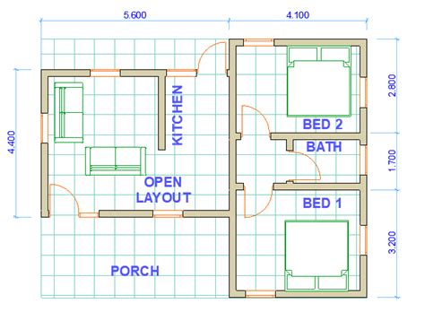 Simple Two Bedroom House Plan In Kenya