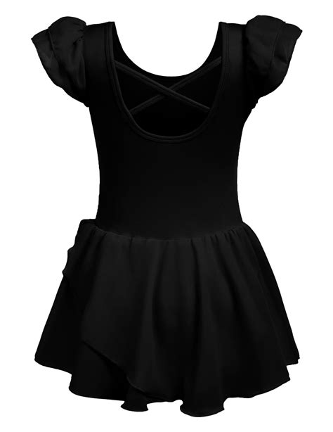 Ballet Leotards For Girls Ruffle Sleeve Dance Gymnastic Leotard Dress Black