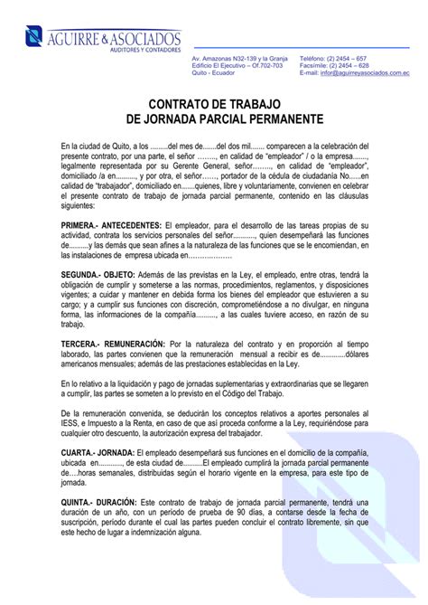 Ejemplo De Un Contrato Laboral De Trabajo Para Trabajadores Images