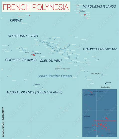 French Polynesia Detailed Editable Map With Cities And Towns