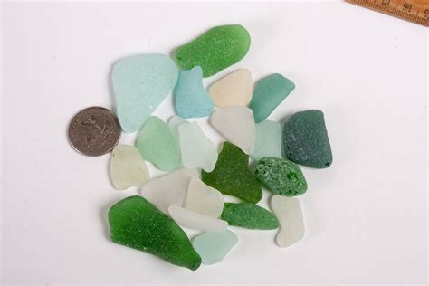 Genuine Sea Glass 20 Pieces Of Natural Green Sea Glass Great Etsy