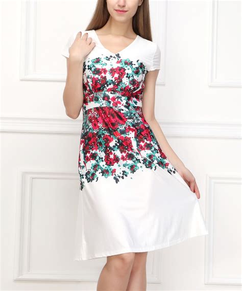 White And Red Floral Empire Waist Dress Zulily Floral Empire Waist
