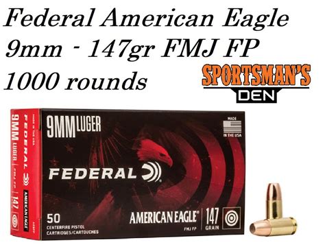 Federal Ae9fp American Eagle 9mm 147 Gr Fmj 50 Rounds