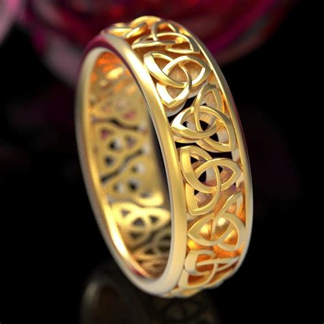 Celtic Wedding Ring Trinity Knot Wedding Ring Mens Gold Etsy
