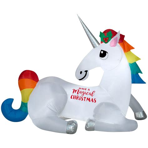 gemmy christmas airblown inflatable mixed media magical christmas unicorn 4 5 ft tall