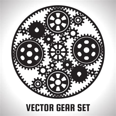 Abstract Mechanical Gears On White Engineering Co Stock Illustration