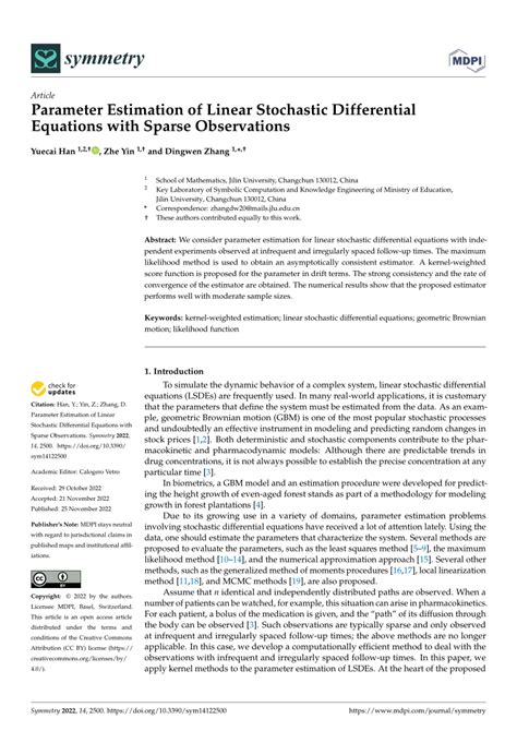 Pdf Parameter Estimation Of Linear Stochastic Differential Equations