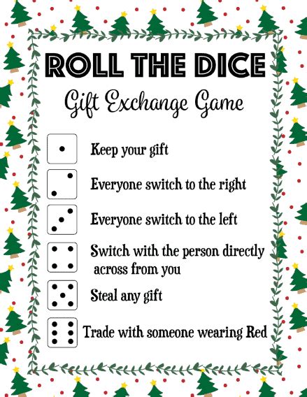 Roll The Dice Game For T Exchange Printable Game