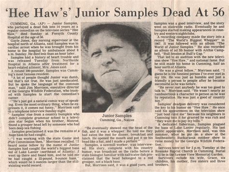 Junior Samples Obituary 11131983 From The Anderson Sci Flickr
