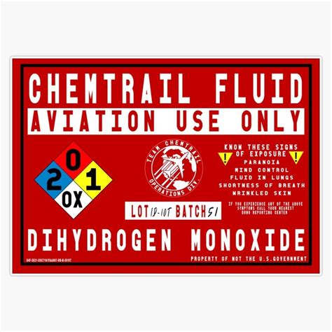 Amazon.com: Chemtrail Fluid Warning Design Dhmo H20 Version Vinyl ...
