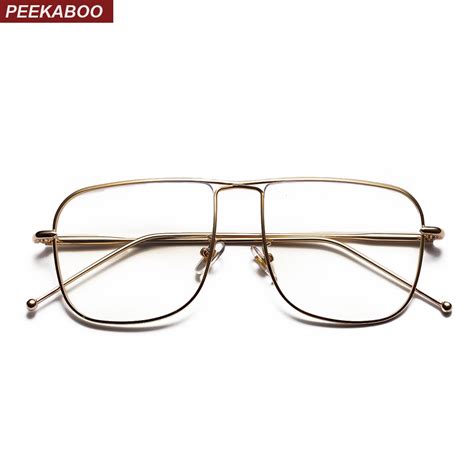 Peekaboo Vintage Square Eyeglasses Frames Men Gold 2018 Black Silver Metal Glasses Frame Women