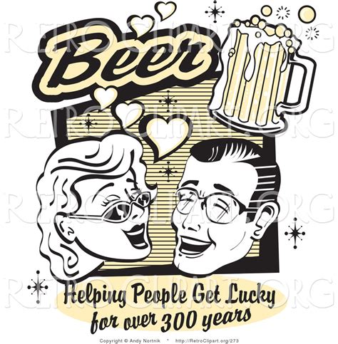 Retro Clipart Of A Woman And Man With Beer Beer Helping People Get