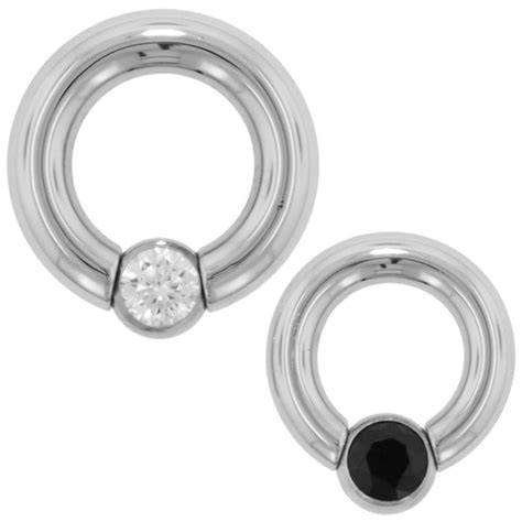 Body Circle Designs Stainless Steel Ball And Socket Ring With Faceted