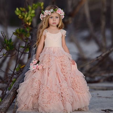 Cute Beaded A Line Tulle Flower Girl Dresses Popular Little Girl Prin