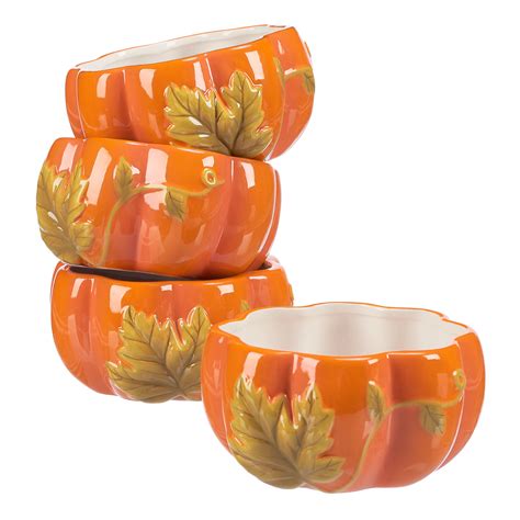Way To Celebrate Pumpkin 4 Piece Soup Bowl Set