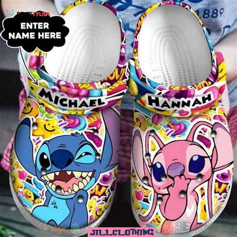 Disney Stitch And Angel Clog Shoes Custom Slipper Funny Slippers