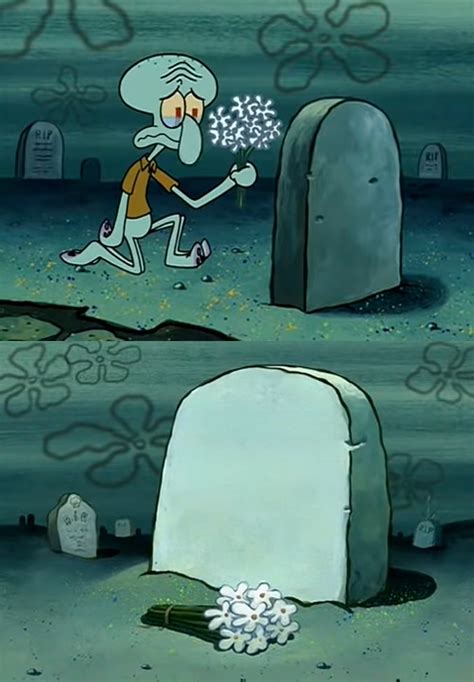 Squidward Laying Flowers On A Grave Template By J0j0999ozman On