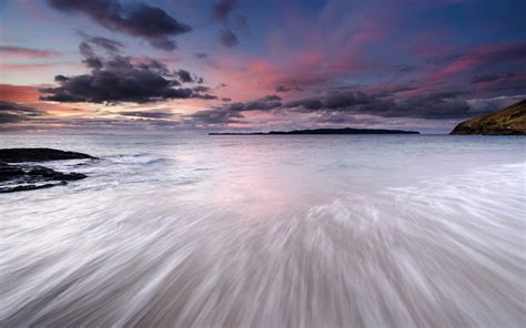 Japan Landscape Sea Coast Evening Sky Sunset Clouds Wallpaper