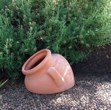 Natural Terracotta Fallen Garden Pot Or Hanging Pot With Loop Handles