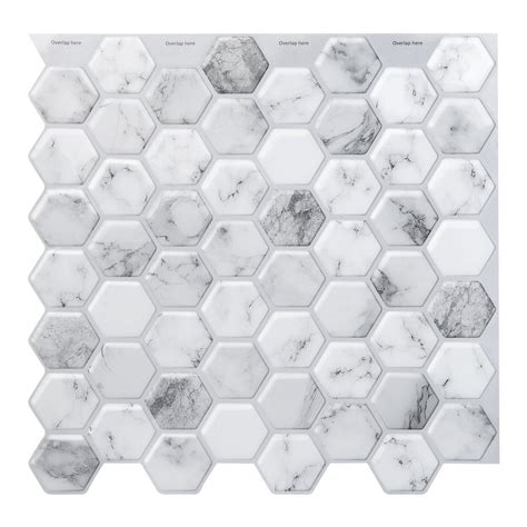 Decopus Soft Tile Peel And Stick Backsplash Hexagon Carrara Marble