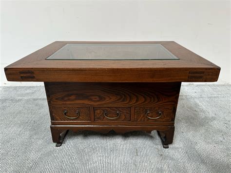 Vintage Japanese Wooden Hibachi Coffee Table 30w X 22d X 175h