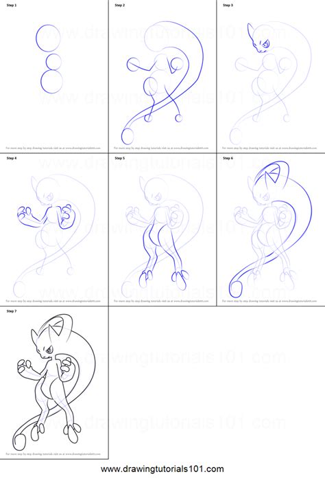 How To Draw Mega Mewtwo Y From Pokemon Printable Step By Step Drawing