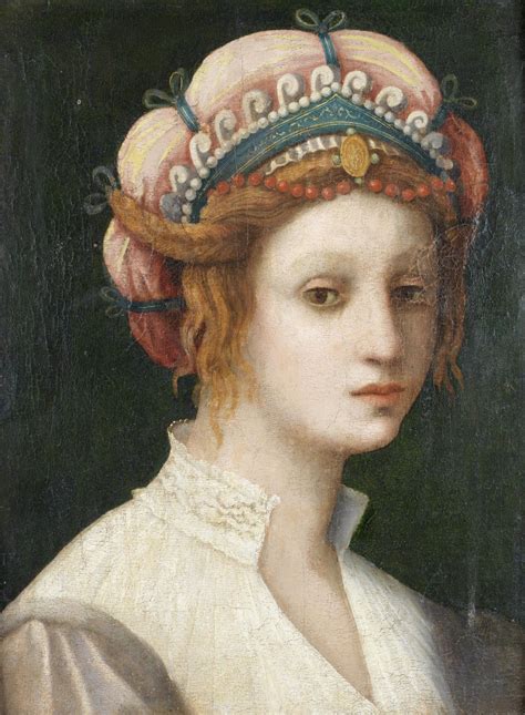 Attributed To Domenico Puligo Florence 1492 1527 Portrait Of A Lady Bust Length In