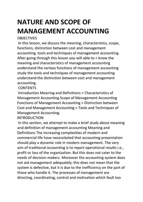 Nature And Scope Of Management Accounting Nature And Scope Of