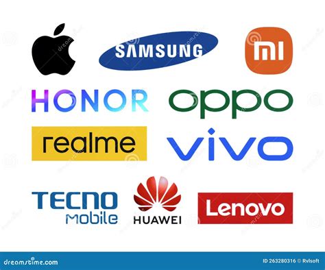 Logos Set Of The World`s Top Mobile Phones Brands Editorial Photo