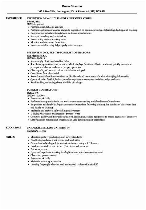 44 Forklift Operator Resume Examples For Your Application