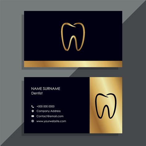 Black And Gold Dentist Business Card With Tooth Design 3818413 Vector