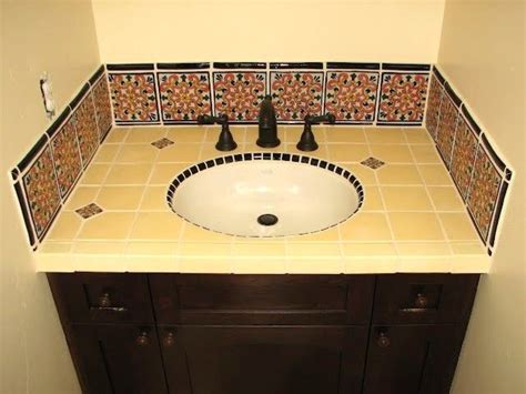 This item is finished with polyurethane clear satin or glossy. Mexican Tile Bathroom Vanity with Special 4 Backsplash ...