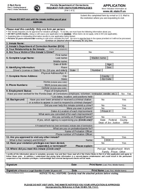 Dc6 111a Request For Visiting Privileges Revised 0323 Doc Template