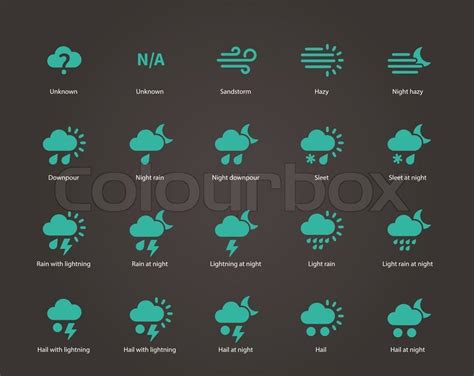 Die nachtversion eines symbols wird dann angezeigt, wenn die beoachtung des aktuellen wetters. Weather icons. Additional part. Vector ... | Stock vector ...