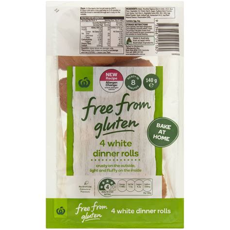 Woolworths Free From Gluten Bake At Home White Dinner Rolls 4 Pack