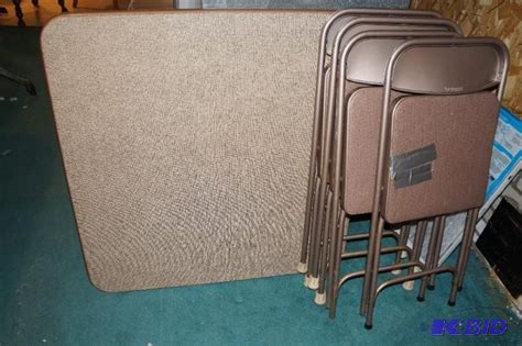 Black metal folding table and chairs set. Vintage Samsonite Folding Card Table with 4 Folding Chairs ...