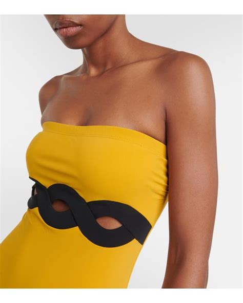 Karla Colletto Octavia Cutout Swimsuit In Yellow Lyst
