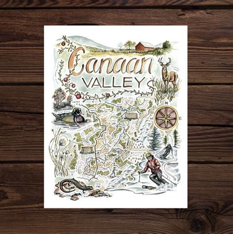 Illustrated Hiking Map Of Canaan Valley West Virginia Illustrated