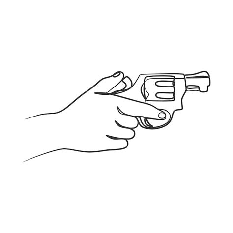Premium Vector Continuous Line Art Drawing Of Hand Holding Gun One