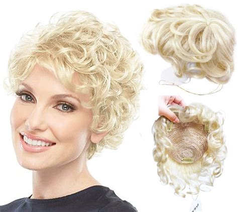 Icrab 9 Natural Fluffy 613 Blonde Human Hair Topper Short Curly Topper Hair