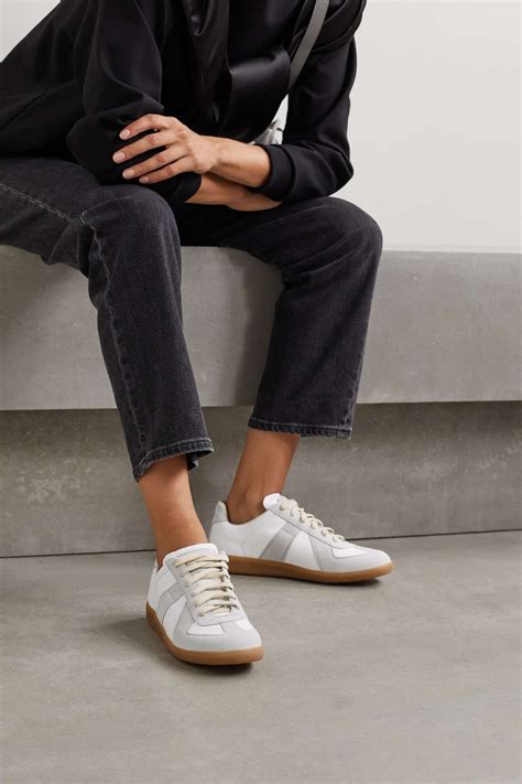 Maison Margiela Replica Leather And Suede Sneakers Net A Porter