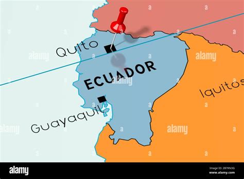Ecuador Quito Capital Anclado En El Mapa Político Fotografía De