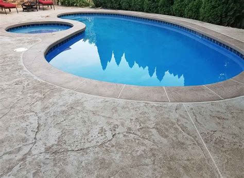 Custom Concrete Pool Decks Inground Pools Swimming Pools Pool Decking Concrete Backyard Ideas
