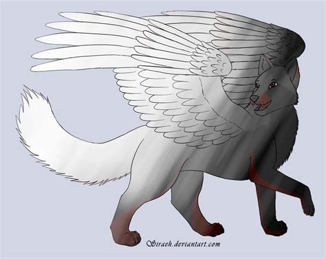 Winged Wolf Lineart By Siraeh On Deviantart
