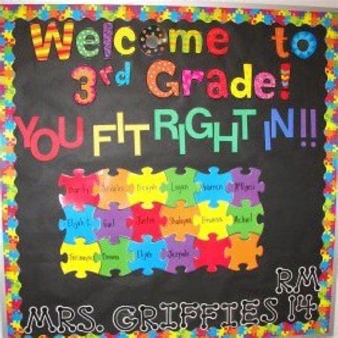 Welcome To 3rd Grade You Fit Right In Puzzle Theme Bulletin Board
