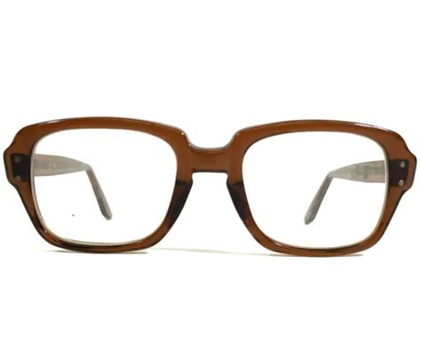 Vintage Uss Eyeglasses Frames Clear Brown Thick Rim Military Issue 48 21 135 39 99 Picclick