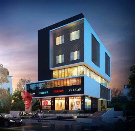 Exterior Rendering Of Commercial Space Modern Architecture Building